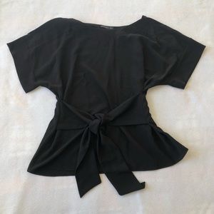 Black tie front blouse